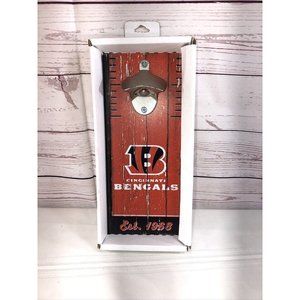 Cincinnati Bengals NFL BOTTLE OPENER SIGN 5"X11" HARDBOARD CAST METAL OPENER HTF